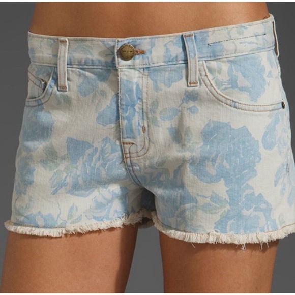Current Elliott Denim Cut Off Frayed Hem Floral Print Boyfriend Short‎ sz 32 pb2 - Picture 1 of 7